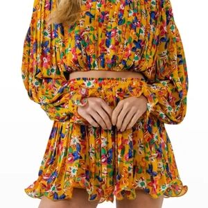 Endless Rose New Floral Pleates Vibrant Mini Skirt Size Medium